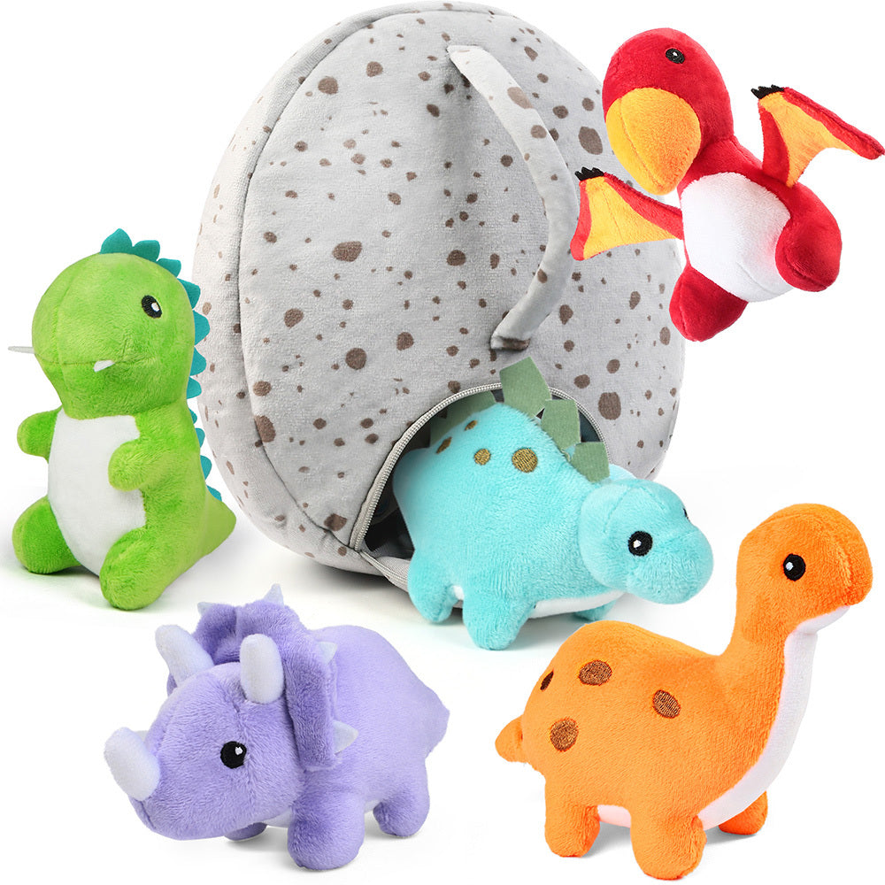 TEMU Dinosaur Stuffed Animal, 5 Pack Small Dino Plush Toys And Egg Bag Set, Plushies For Baby Kids Toddlers, Christmas Gift
