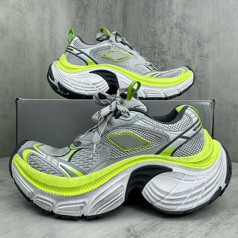 Women Series 6XL Sports Shoes Mens black Luxury Mesh Leather Cargo Tire Breathable eyelet Rubber Sole Couples Sporty Worn out effect mesh 10xl Sneak