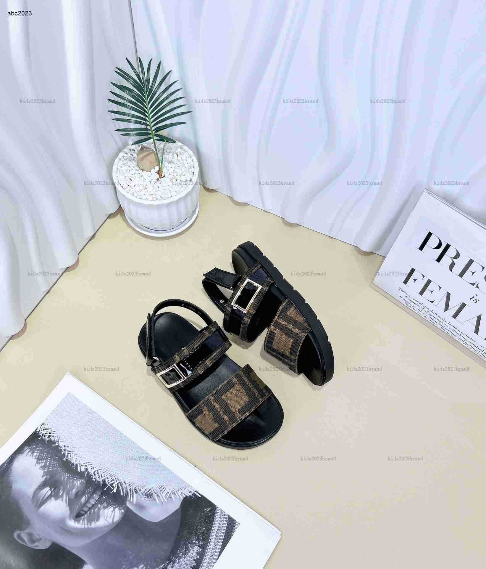 New kids shoes designer baby Sandals girls Slippers Box Packaging Children&#039;s Size 26-35 Classic letter print Summer boys shoes Brand shoe box p