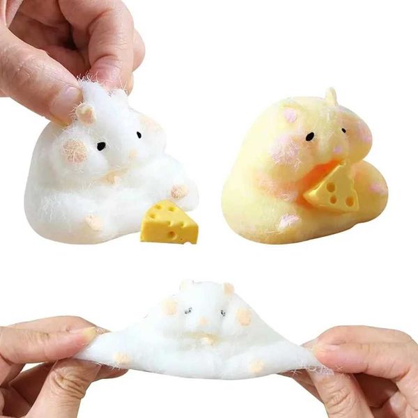 Decompression Toy Children Mini Squishy Hamster Toy with Cheese Cute Funny Stress Reliever Decompression Fidget Toys for Teens s Gifts H2411