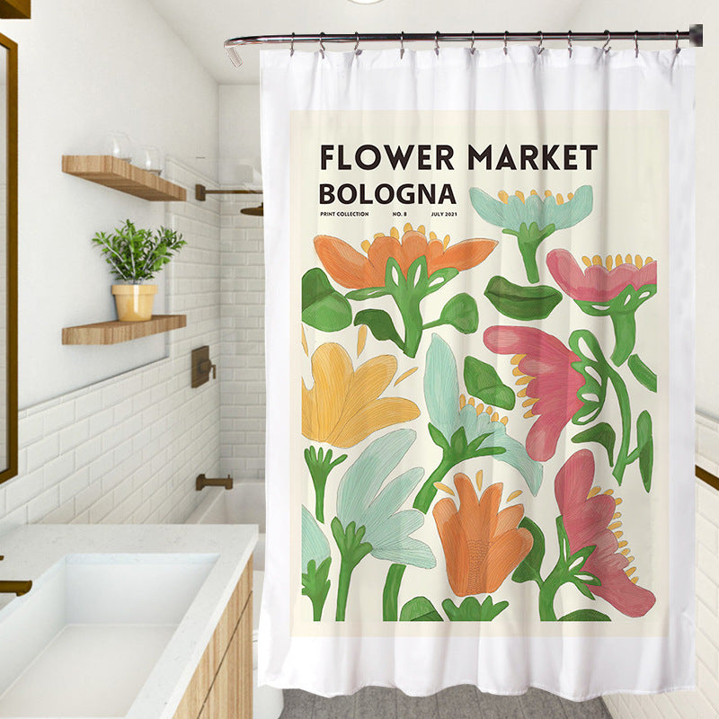 YL-37272 small fresh ins shower curtain bathroom bathroom blocking curtain hand-painted shower curtain wholesale