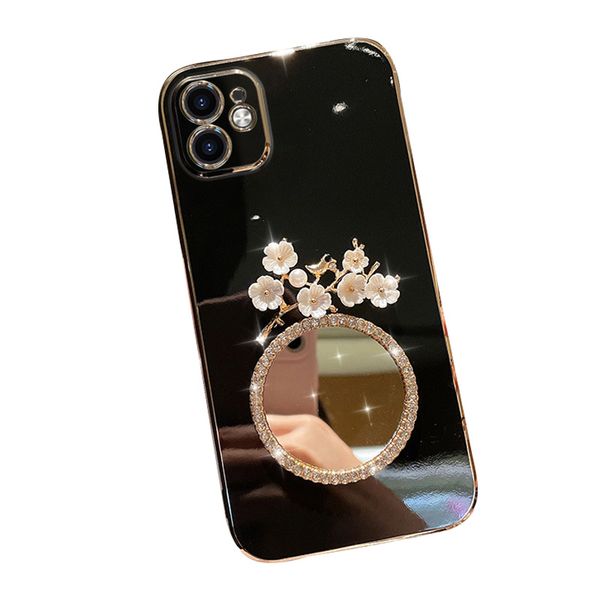 Fashionable Rhinestone Mirror Apple 14 Cell Phone Cases Advanced Sense 3D Diamond-encrusted Flower Case For IPhone15 14 Pro max 13 12 11 plu