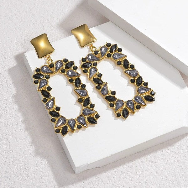 Boucles d'oreilles pendantes en verre et acier inoxydable 304