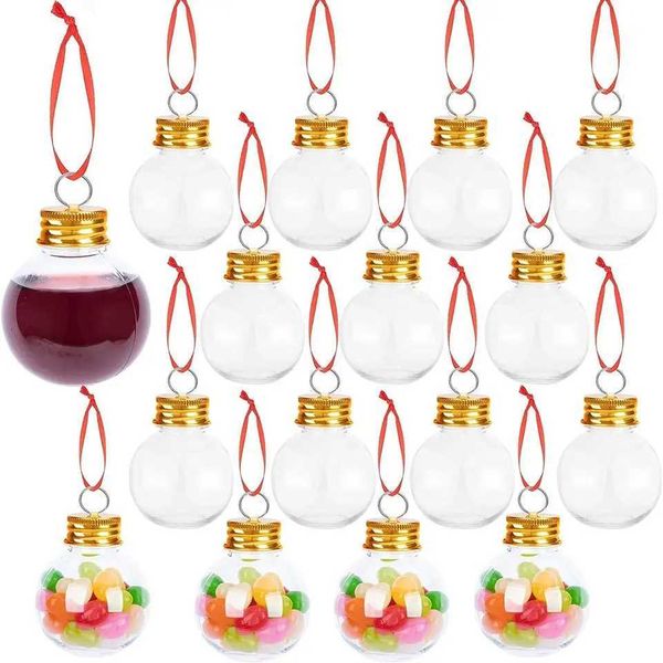 10Pcs Christmas Booze Balls-Xmas Fillable Booze Tree Ornaments-Clear Plastic Xmas Hanging Pendant 50-100ml Candy Juice BottleXJ241026