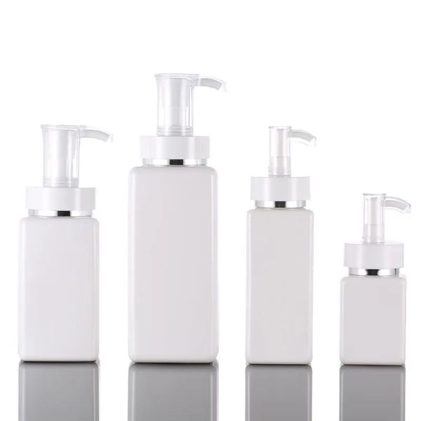 White PET Square Lotion Pump Bottles Alcohol Gel Disinfectant Shampoo Hand Sanitizer Bottle 100ml 200ml 300ml 500ml Cosmetic Sub-Packing LL