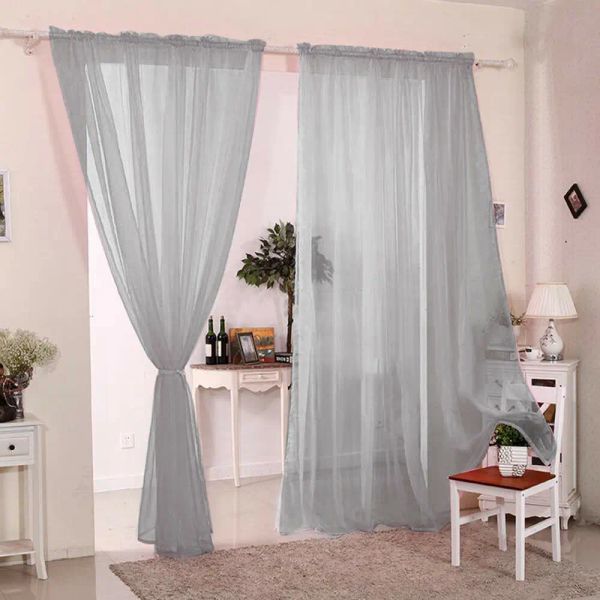 2PCS Tulle Curtain Europe Solid Kitchen Pleated Window Curtains Home For Livin Room Modern Bedroom Sheer Voile Curtain Christmas