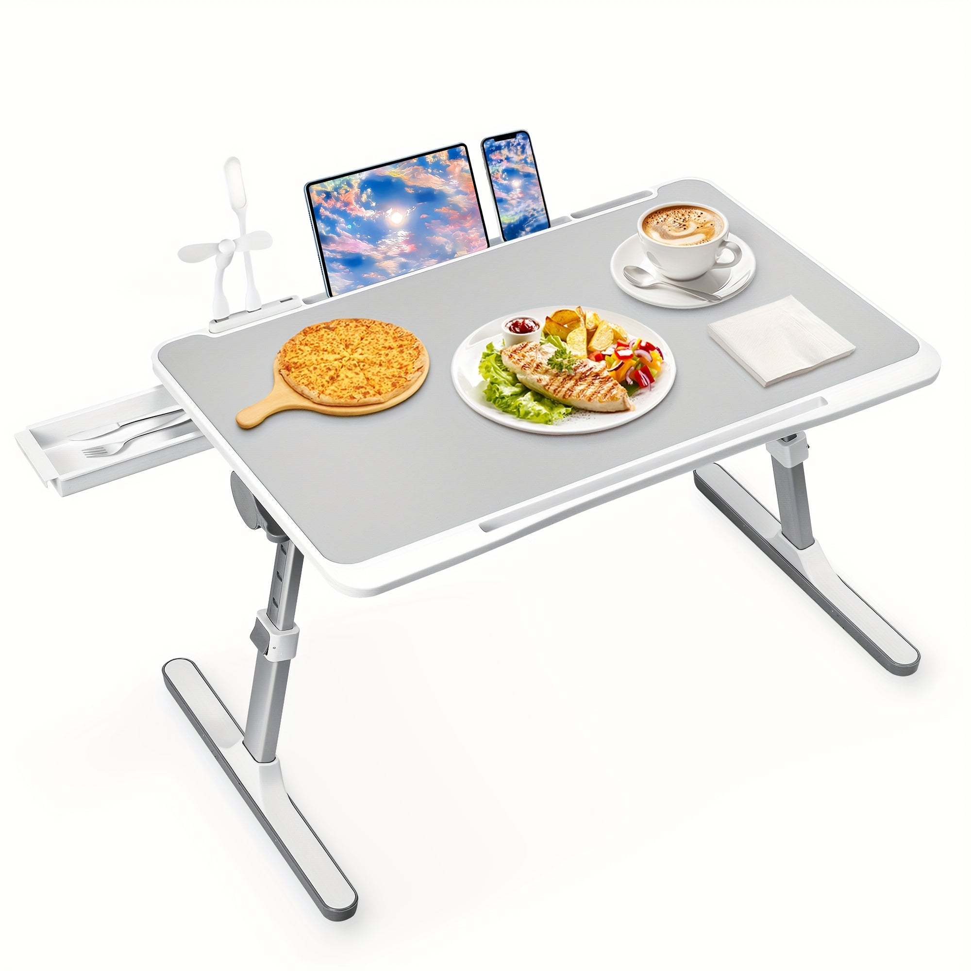 TEMU 4color Adjustable Lap Desk Laptop Stand For Bed With Usb-light-fan-drawer Laptop Bed Desk Bed Trays For Eating And Laptops Laptop Table For