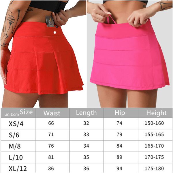 LL-88207 Womens Yoga Outfits High Waist Tennis Skirts Exercise Pleated Skirt Cheerleaders Short Dresses Fitness Wear Girls Running Elastic A