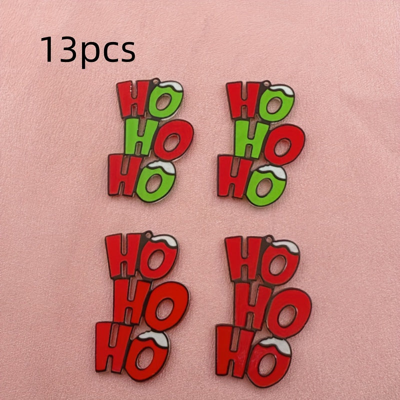 TEMU 13pcs Acrylic Christmas Ho Pendant, Making Earrings Necklace Keychain Accessories, Holiday Decorations, Festive Crafts, Cute Pendants, Design, ,