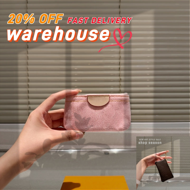 Pink Denim Hot Designer Wallets Luxurys Zipper Coin Purse Classic Flower Letter Short Card Holder Quality Woman Fashion Plaid Mini Key Case No Box