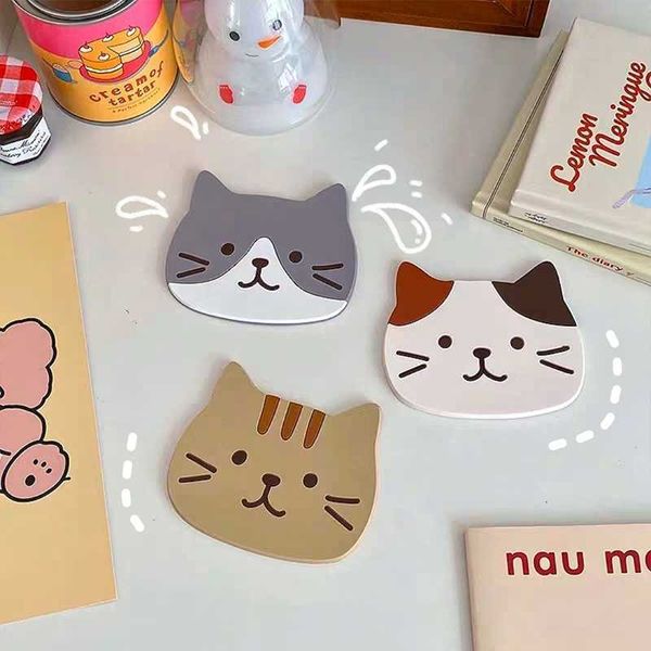Mats Pads Japanese Cute Cup Pad Cartoon Cat Silicone Coasters Heat Insulation Nonslip Table Mat Kawaii Mug Pads Kitchen Dining Table Mats Z0