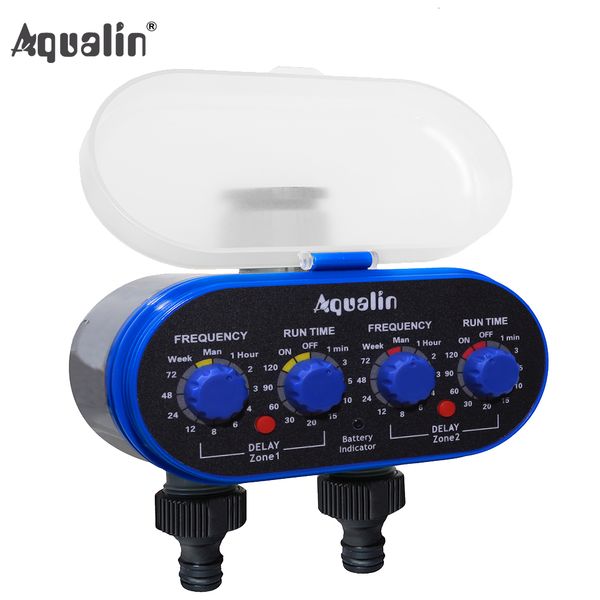 Watering Equipments Ball Electronic Two Outlet Four Dials Water Timer with Rain Sensor Hole Garden Irrigation System EU Standard #21032A 230