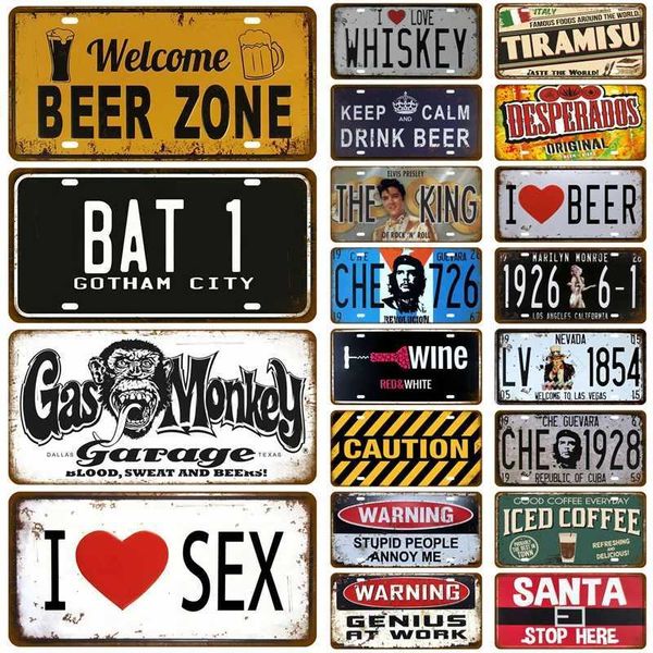 Metal Painting Tinplate Plate Alcohol Whiskey Plaques Beer Coffee Home Wall Decor Retro Metal Sign Crafts Art Tin Signs Drink Wine Bar Pub C