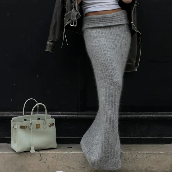 Lygens Knitting Elegant Bodycon Solid Stretchy High Waist WomenS Skirts Winter Wholesale Streetwear Korean Y2K Fashion Clothes 241210