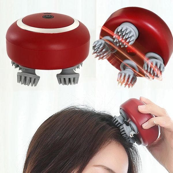 Head Massager with Adjustable Speed for Scalp Massage Red Light for Hair Care Soft Silicone for Deep Kneading of the Head 250110