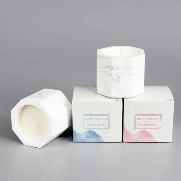 Scented Soy Candles Marble Pattern Relaxing Aromatherapy Candle 6-8 Hour Burn Soy Wax Fragrance Essential Oil Candle for Room M240905