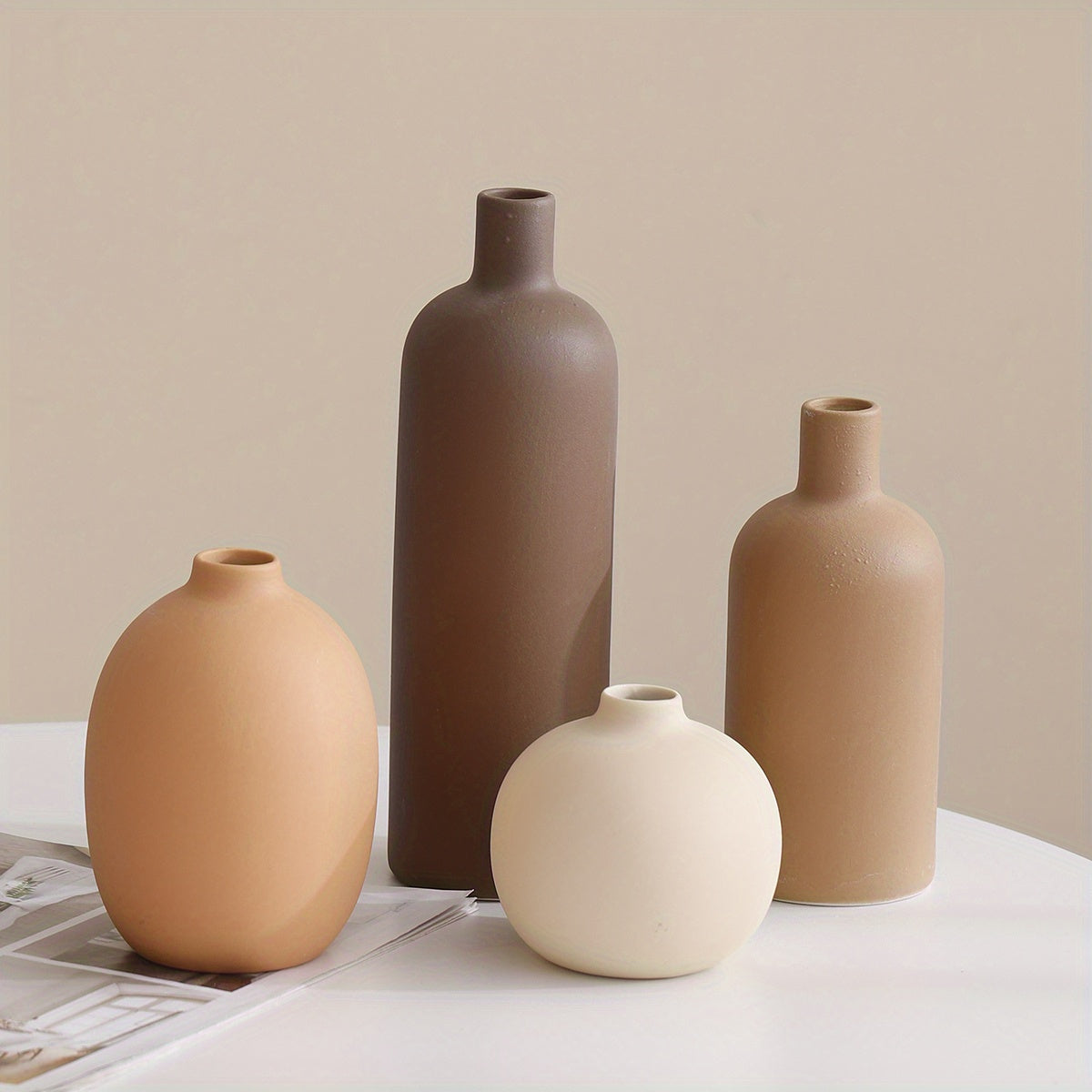 TEMU 4pcs Decorative Style Ceramic Vase, Multi-piece Combination Creative Room Tabletop Decorative Vase, Decorative Vase, Room Decoration, Home