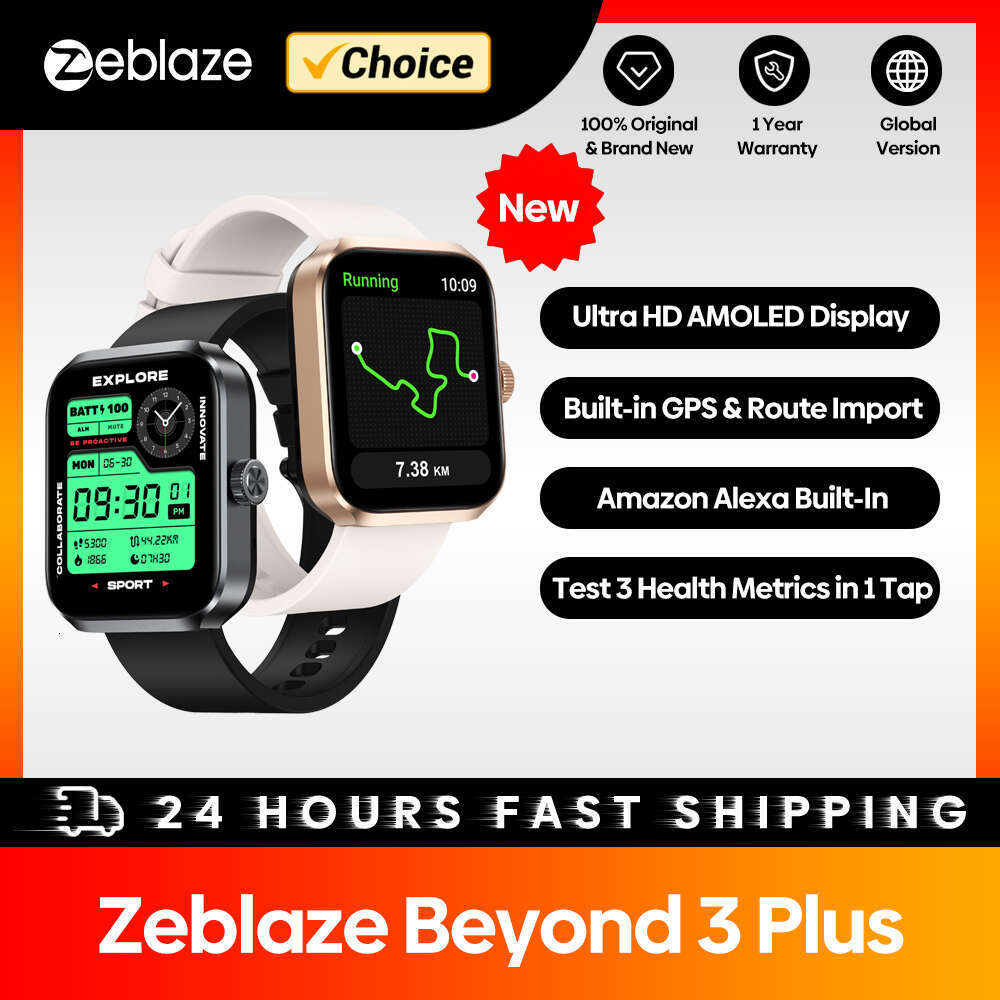 Zeblaze Beyond 3 Plus GPS Smart Watch 1.78&#039;&#039; AMOLED Display Built-in Alexa Make-Receive Phone Calls 3ATM Smartwatch
