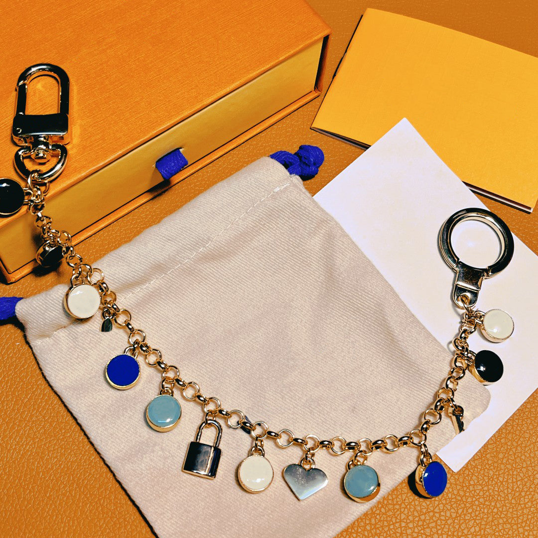 bag charm designer handbag charm luxury keychain bag Accessory Circle buckle Long chain Love pendant quality stainless steel chain wholesale