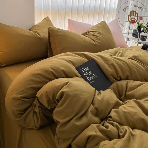 Comfortable bedding 3Pcs 1 zippered down duvet cover 2 pillowcases solid color ultra soft washable colored Y241012