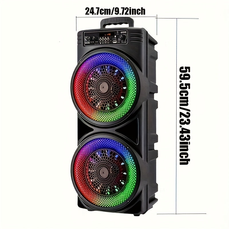 TEMU 6000w Dual 8.5-inch Bass Portable Subwoofer Speaker With Wireless, Usb-powered, Remote Control & Microphone - Wireless 5.0, 24h Playtime, 2