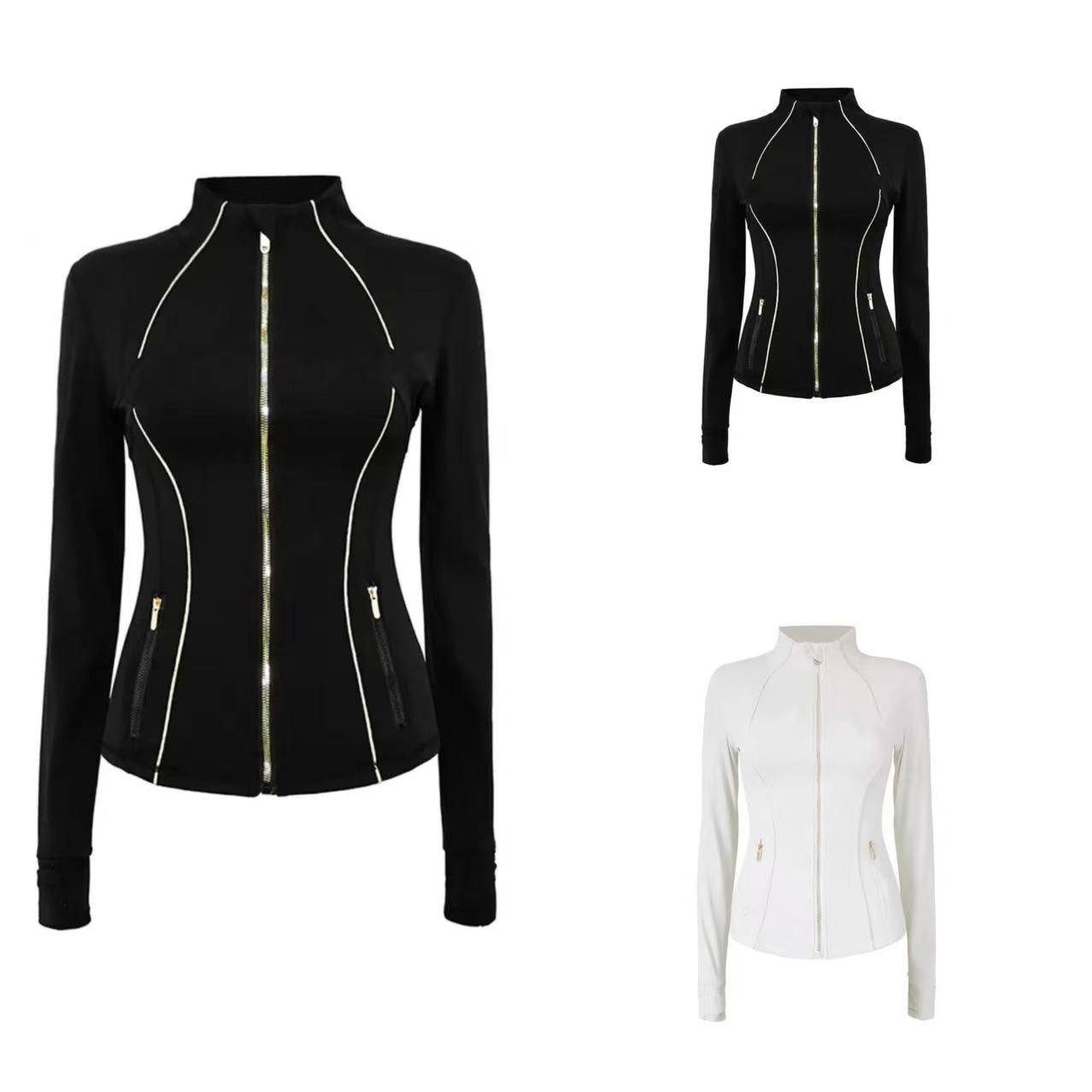 new Yoga Jacket Women Define Workout Sport Coat Fitness Sports Quick Dry Activewear Top Solid Zip Up Sweatshirt Sportwear jump girl close skin take