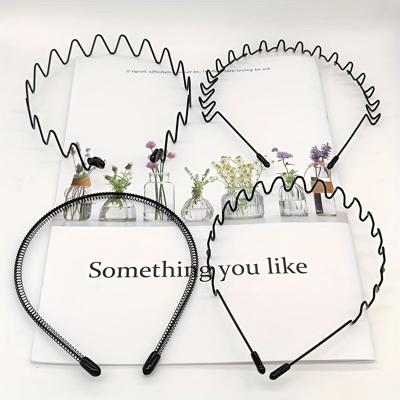 TEMU 4pcs Black Metal Wash Face Hair Ring Face Mask Wave Hair Ring Iron Hair Clip Adjustable Elastic Shape