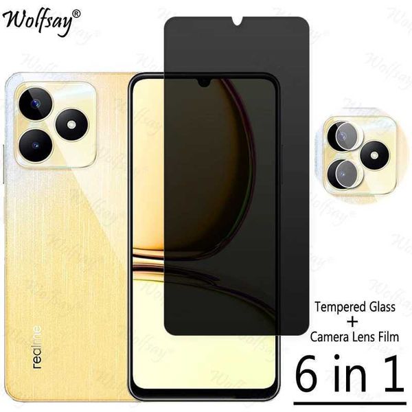 Cell Phone Screen Protectors Privacy Screen Protector For Realme C53 Anti-Spy Tempered Glass Realme C53 Camera Lens Film Glass For Realme C5