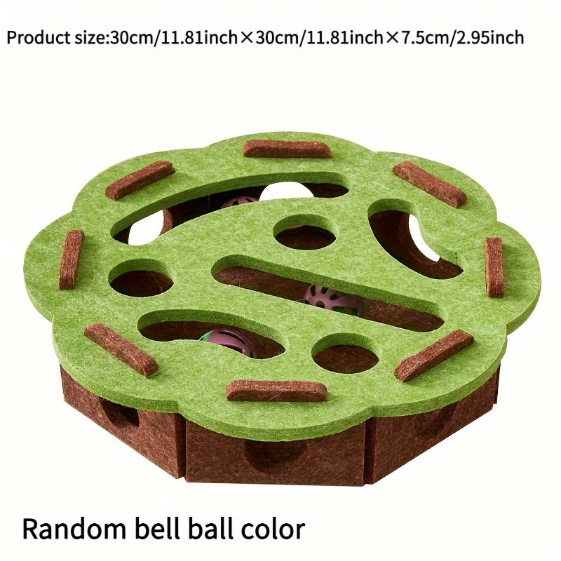 TEMU Interactive Cat Puzzle Toy With Maze Tunnel, & - No Batteries Needed, Durable Felt Construction - Mental Stimulation & Hunting Exercise For