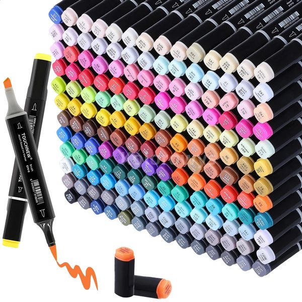 Alcohol Markers Soft Brush Tip TOUCH 30-168 Colors Dual Tip Brush Chisel Art Markers Set for Adult Artists Drawing Coloring 250110