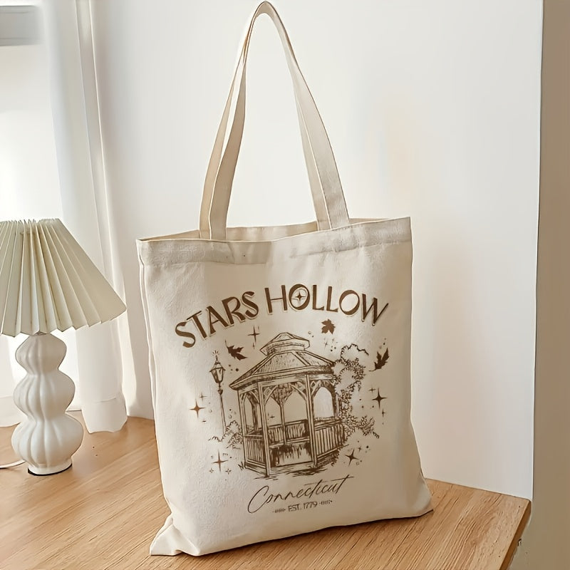 TEMU 1pc Stars Hollow Pattern Girls Shoulder Bag, Stars Women's Hollow Pattern Shopping Bag, Reusable Handbag, Women's Schoolbag, Folding Cushion