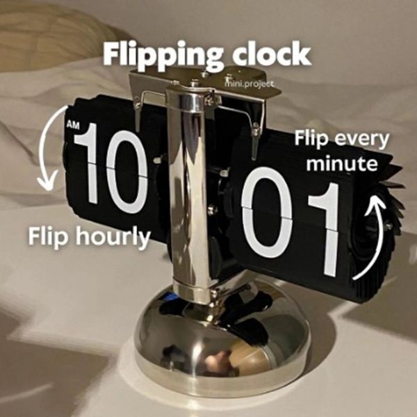 Digital Down Clock Retro Minimalist Single Foot Mechanical Auto Clock Desk Clock for Home Livingroom Desk Clock 250113