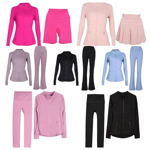 2pcs Yoga Set Gym Set Jacket and leggings Yoga Jacket Workout Elastic Waist leggings Fitness quick dry Fitness Activewear Sweatshirt Zip up