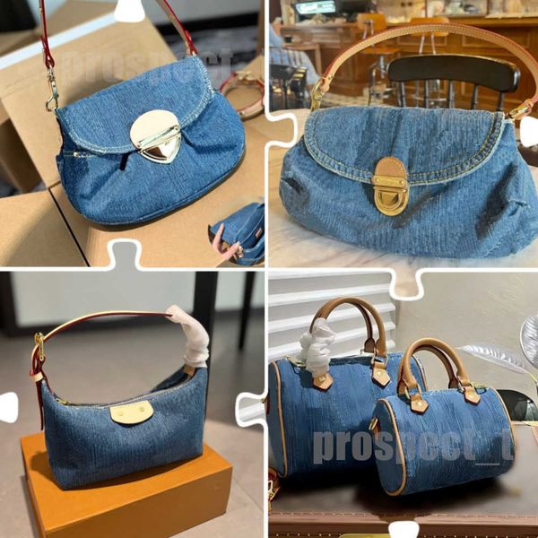 Designer Bag retro denim Shoulder bags Handbag Top Quality blue Denim flower crossbody bag Luxury Tote bag Lady Leather Mini Underarm Bags W