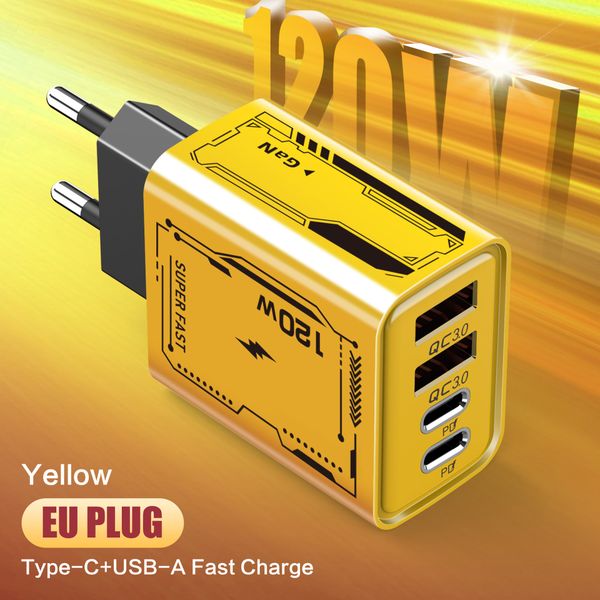 120W Dual PD Dual USB Home Charger for Apple Huawei Xiaomi Type-C Charging Plug Travel Chargers