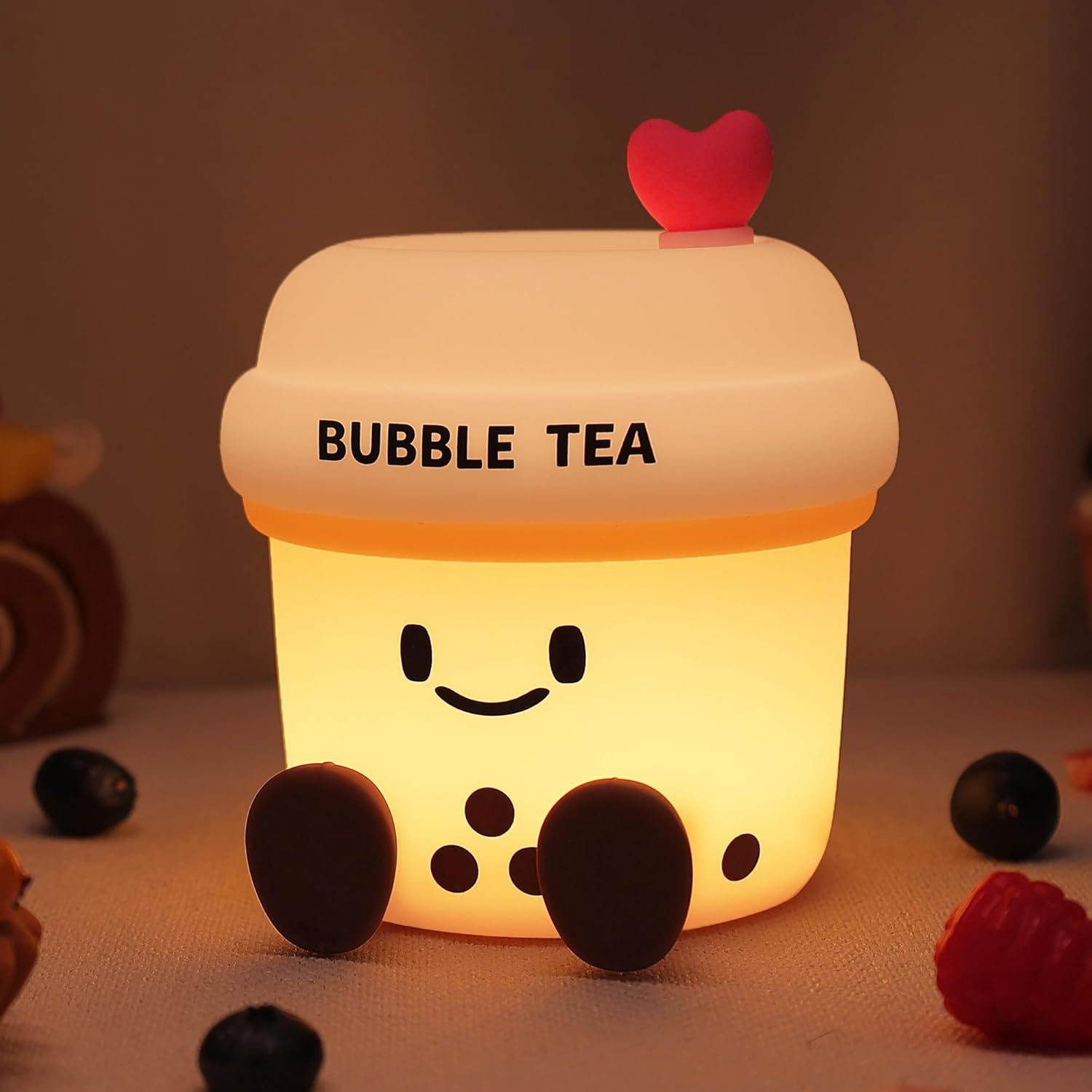 Boba Bubble Tea Night Light, Cute Silicone Lamp Gift for Kids Girls Boys, Bedroom Decor for Christmas Birthday-Toddler Safe Kids Room Accessories