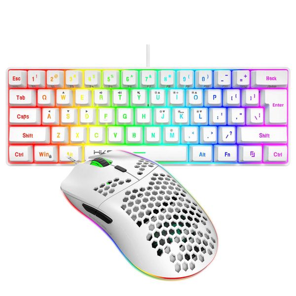 Hot selling HXSJ 61 keys V700 RGB luminous mechanical feel keyboard and mouse combos gaming set for computer game X250203