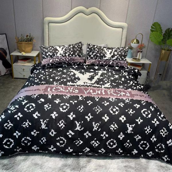 Bedding Set Designer Classic Letter Print Dark Down Pillowcase 4Pcs set Pure Cotton Large Duvet Cover 1.5m 1.8m Bed