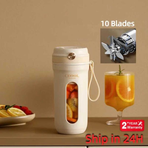 10 Blades Electric Portable Blender 350ML Juicer Fruit Mixers USB Rechargeable Smoothie Juicer Cup Squeezer Juice MakerXJ241227
