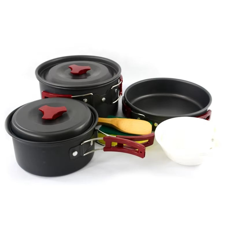factory supply aluminum pot set outdoor cooking pot camping cookware set