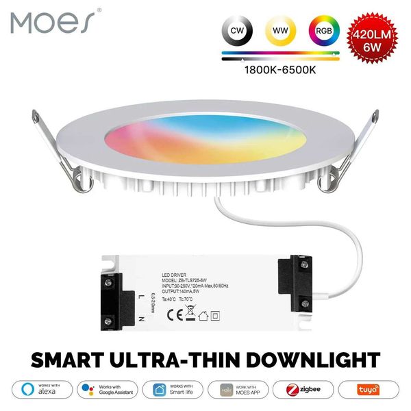 MOES ZigBee Tube Light TuyaUltra Thin Tube Light Spotlight 6W RGB Warm Cold Light Collaborates with Alexa Google Home Smart Life CL240830