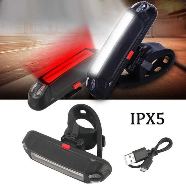 Bicycle lights Mtb tail lights LED USB charging bicycle warning lights Rain proof mountain bike flashlight riding equipment Y240921