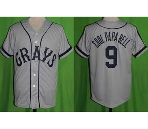 50&#039;s Cool Papa Bell #9 Baseball Jersey Homestead Grays Button Down Youth-Men Sewn S-6XL