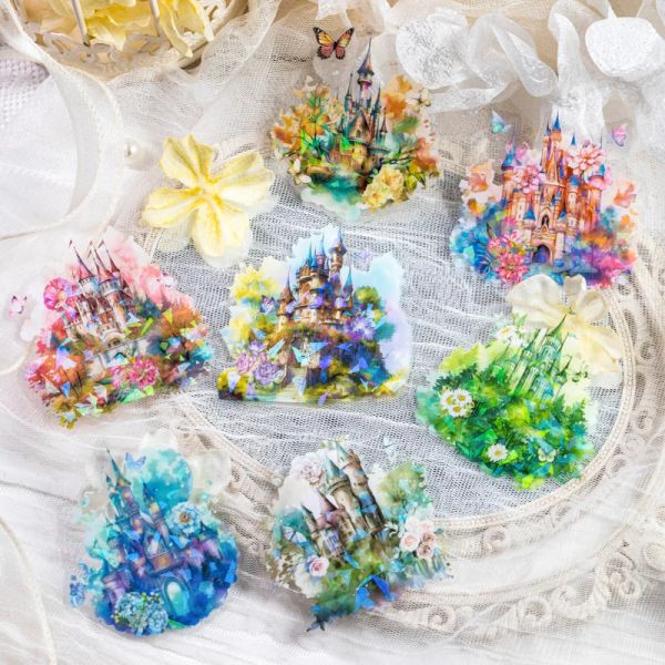 Yoofun 10pcs Flower Castle Decorative Sticker Pack Retro Floral Scrapbooking Material Label Diy Diary Album Planner Journal