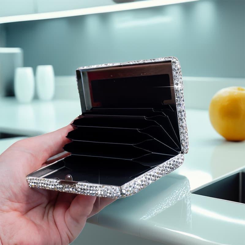 TEMU 1pc Women’s Anti-magnetic Compact Card Holder – Portable, Anti-theft Multi-compartment Case With Aluminum Alloy Interior For Credit Cards,