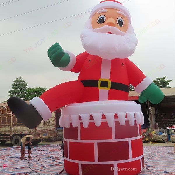 Outdoor games & activities christmas decoration giant inflatable Santa Claus climb up from Chimney for yard event advertising inflatables sm