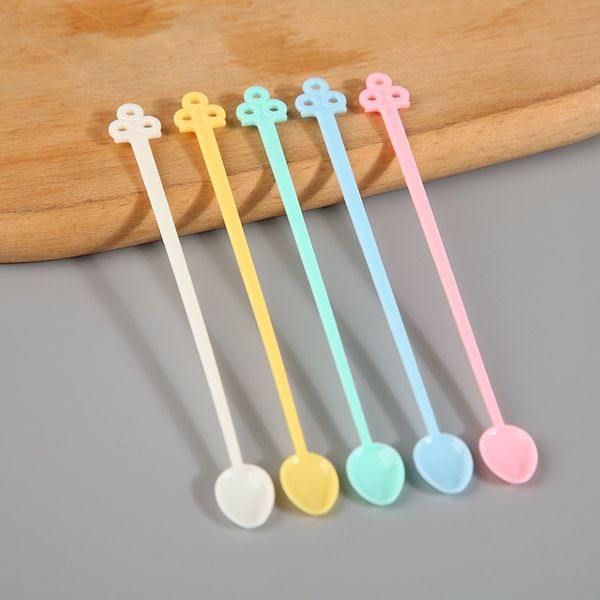 5000pcs Candy color coffee stirrer bar spoon milk Fruit small stir bar Long Handled Spoon mixing Melamine Plastic Spoon 12.8*1cm Kitchen Too