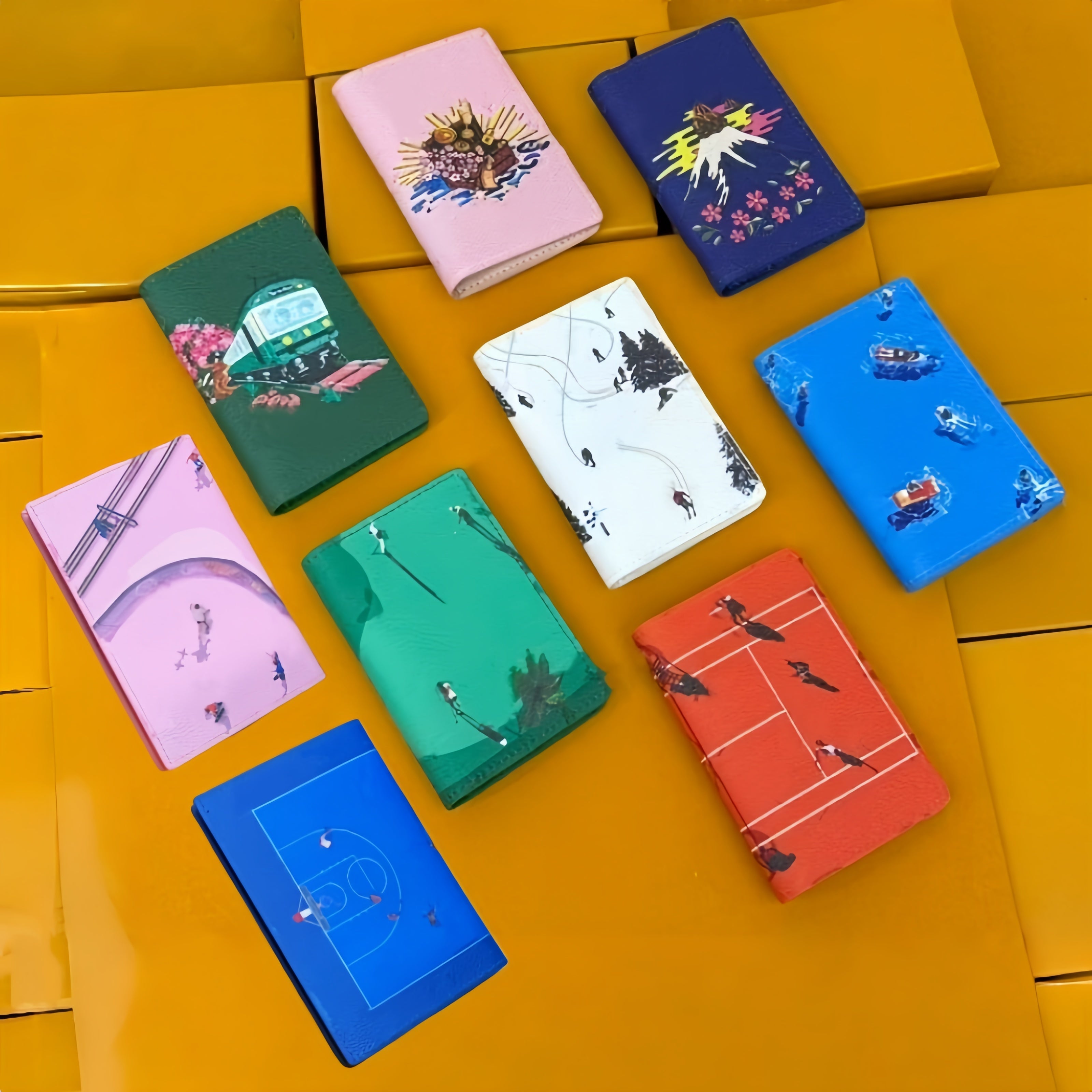 10A Genuine Leather Multiple Luxury Wallet Designers Card Holder Women Skiing Vacation Series Wallet Men Passport Holder Brand Card Bag Pocket Walle