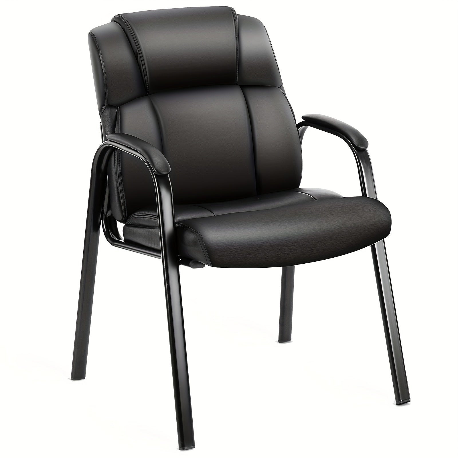 TEMU Comfortable Leather Guest Chair With Cushioned -ideal For Reception, Conference Rooms, Desks Or Home Use
