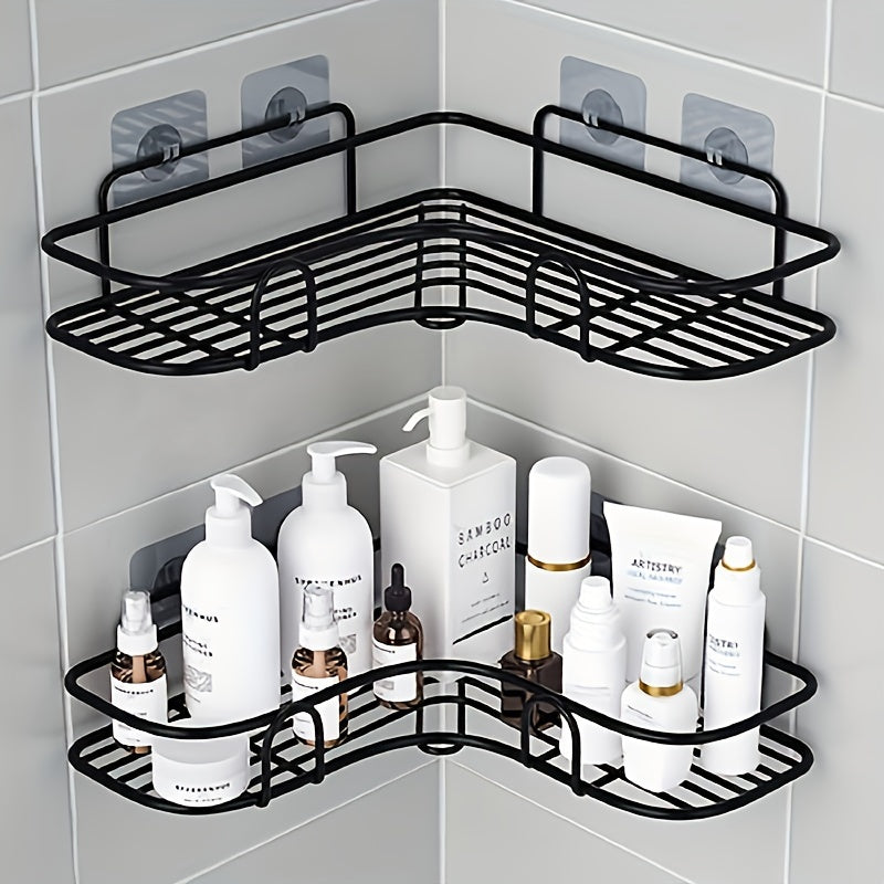 TEMU 2pcs Punch- Shelf, Bathroom Rack, Wall-mounted Storage For Toilet, Bathroom Shampoo Lotion Cosmetic Storage Rack, Bathroom Accessories